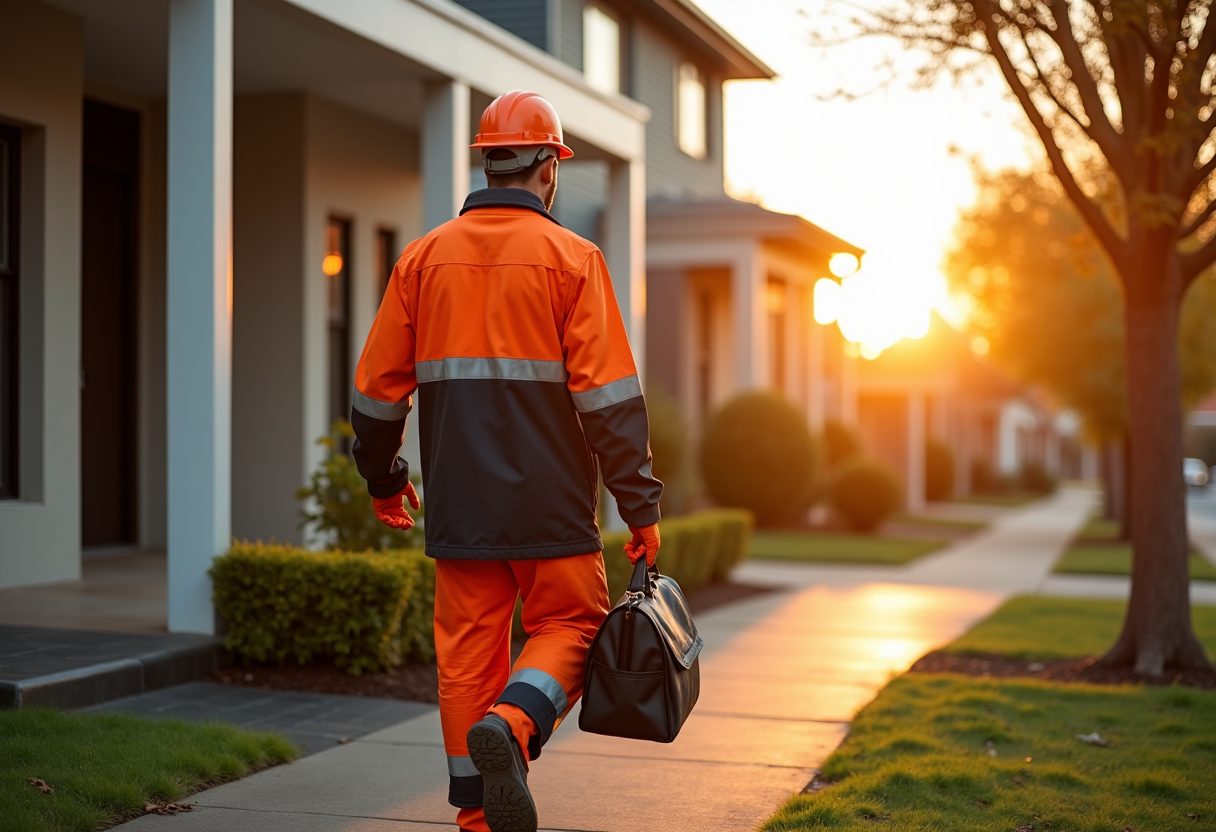 Locksmith arriving at a Sydney home at sunrise — Cremorne